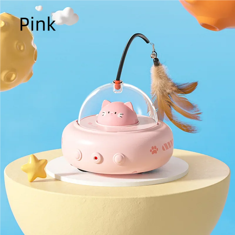 Smart Teaser Cat Toy Electric UFO Cat Teaser Stick With Bell Training Pet Toys Replaceable Feather Interactive Cat Supplies