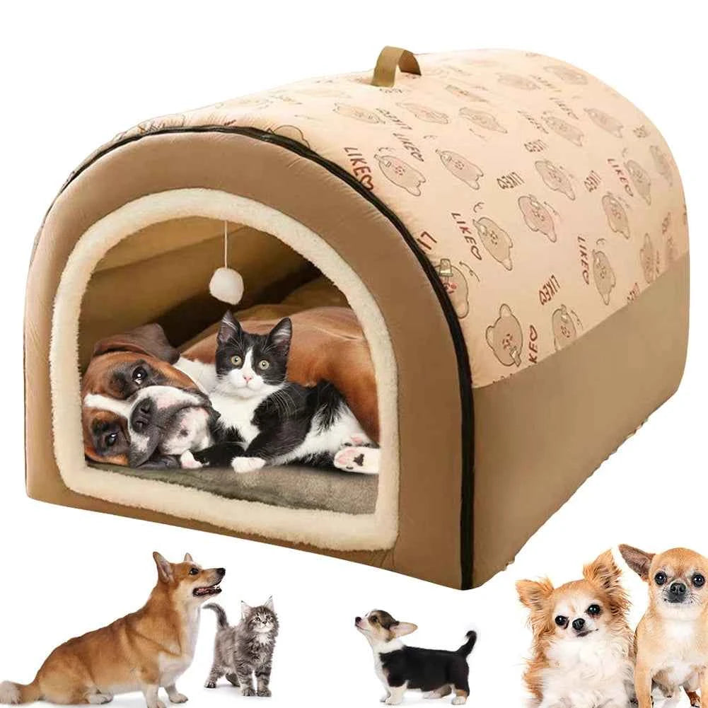 Dogs Bed Nest Detachable Plush Cotton Puppy Shelter Comfortable Large Dog Bed House Winter Cat Bed Castle Dogs Cats Pet Supplies