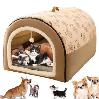 Dogs Bed Nest Detachable Plush Cotton Puppy Shelter Comfortable Large Dog Bed House Winter Cat Bed Castle Dogs Cats Pet Supplies