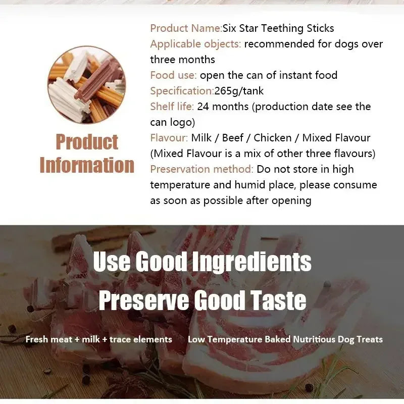 Dog Bruxism Stick Six Star Convenient Bring Along Storage Fresh Breath Easy To Chew Adult Dogs Puppy Training Rewards Pet Treats