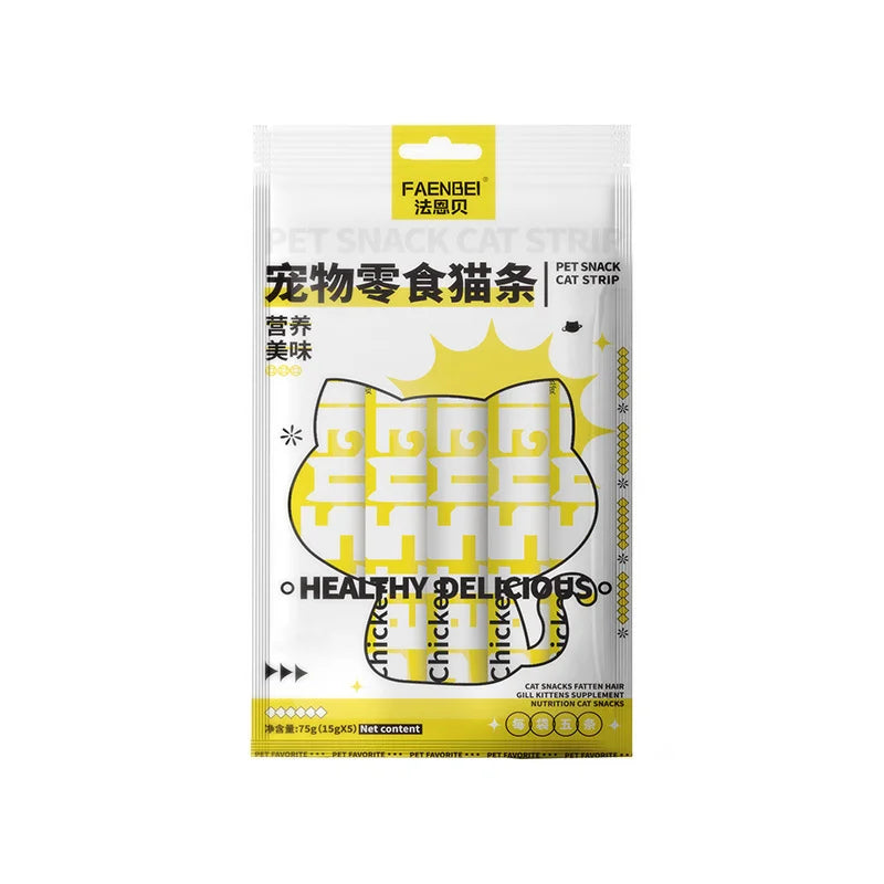 10Piece/2Pack Pet Snacks Cat Strips Young Cat Wet Food Pack Nutrition Chicken Cod Salmon Formula Mixed Flavor Cat Liquid Snacks