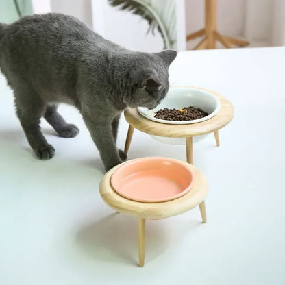 Cat Supplies Food Water Bowl Pet High Foot Feeding Dish Cats Dogs Ceramics Feeder Elevated Cat Ceramic Bowls Height Adjustable