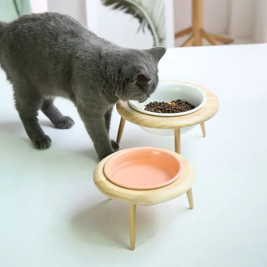 Cat Supplies Food Water Bowl Pet High Foot Feeding Dish Cats Dogs Ceramics Feeder Elevated Cat Ceramic Bowls Height Adjustable