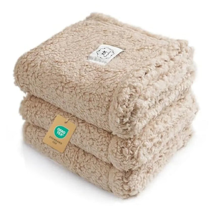 1 Pack 3 Calming Blankets Fluffy Premium Fleece Pet Blanket Soft Sherpa Throw for Dog Puppy Cat Beige Small 23" x16''