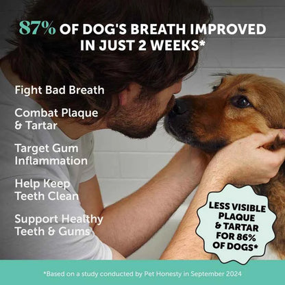 Dog Breath Freshener Dental Powder for Teeth Cleaning Plaque Off Dental Care for Dogs Tartar Remover for Teeth with Kelp Mint
