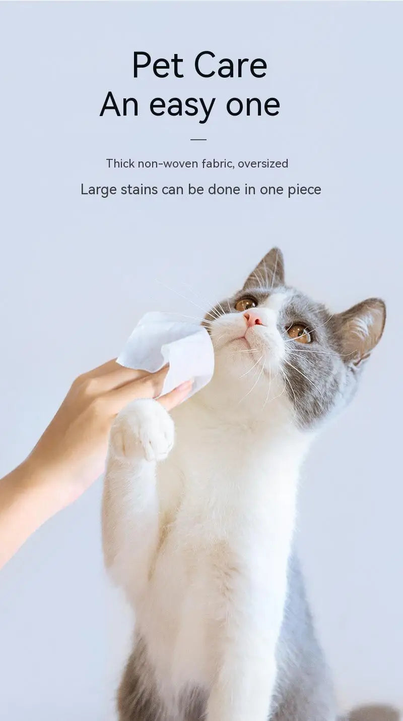 Pet Cleaning Towels, Cats and Dogs Body Eye and Ear Disinfection Hygiene Care Tear Stains Wet Wipes Portable Deodorant Cleaning