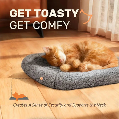Self Warming Cat Bed Self Heating Pet Pad with Bolster and Foam Washable Removable Cover Non Slip Thermal Sherpa Fabric Pet Mat