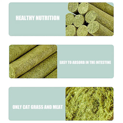 Cat Grass Sticks Grass Chewing Stick Freeze Dried Snacks Mouth Health Teething Digestive Aid Natural Teeth Cleaner Fattening Pet