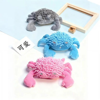 Chenille Crab Plush Dog Toy: Squeaky Chew Toy with Dental Textures - Interactive Stress Relief for Anxiety & Play