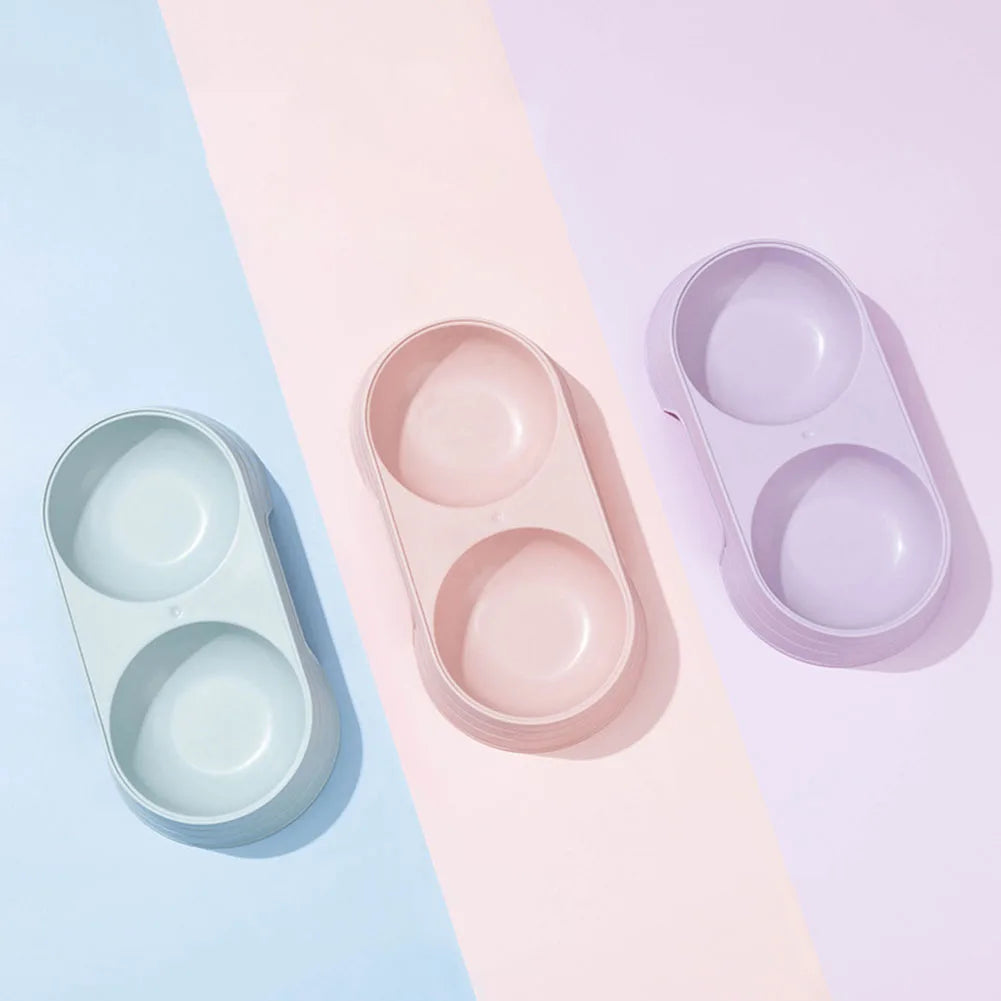 Double Pet Bowls 2 in 1 Candy Color Dog Food Water Feeder Pet Drinking Dish Feeder Cat Puppy Feeding Supplies Pet Accessories