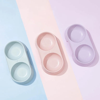 Double Pet Bowls 2 in 1 Candy Color Dog Food Water Feeder Pet Drinking Dish Feeder Cat Puppy Feeding Supplies Pet Accessories