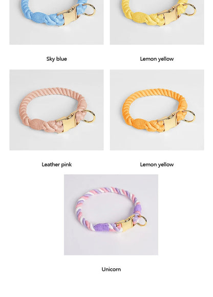Rainbow Dog Collar Pet Puppy Walking Training Dog Collar with Metal Buckle for Large Medium Small Strap Belt Cotton Dogs Collar