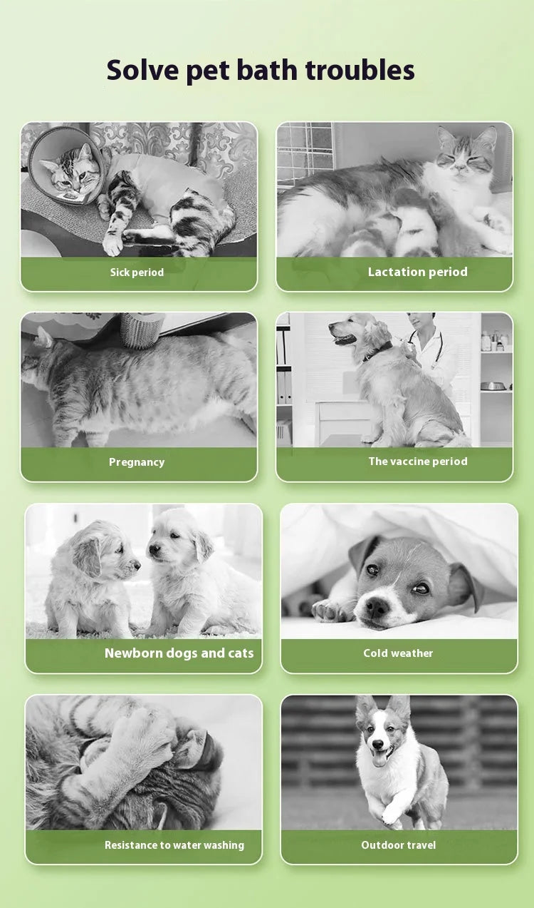 Pet Unwashed Gloves, Dog Bath Deodorizing, Cat Puppy and Kitten Dry Cleaning, Paw Wet Wipes, Cleaning Supplies 6 Pieces