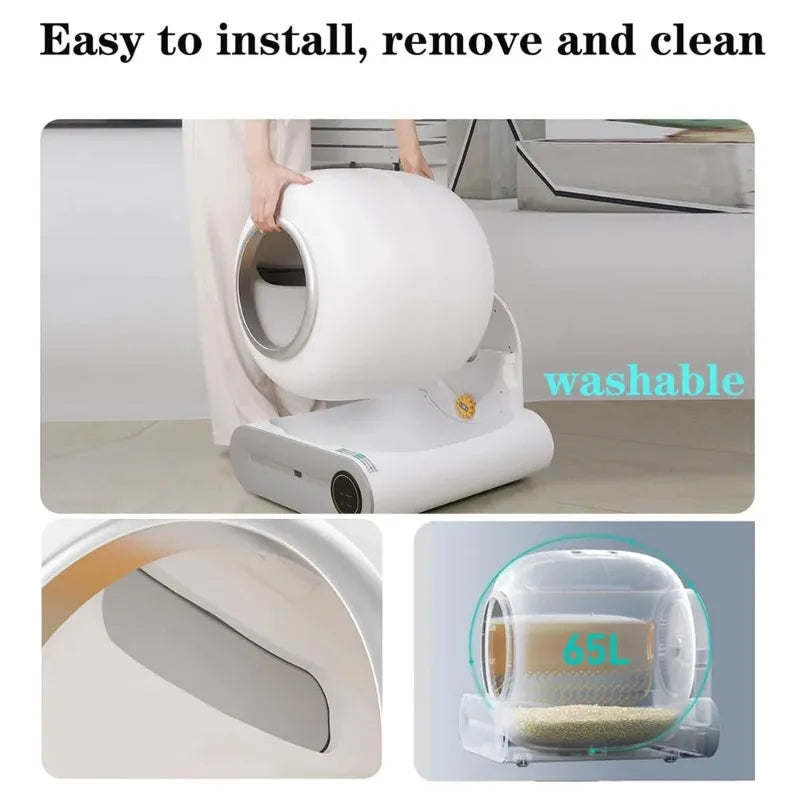 Smart Litter Box Automatic Self-Cleaning Cat Toilet - Electric Large-Sized Cat Sand Box with AI Remote Control