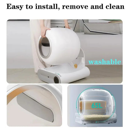 Smart Litter Box Automatic Self-Cleaning Cat Toilet - Electric Large-Sized Cat Sand Box with AI Remote Control