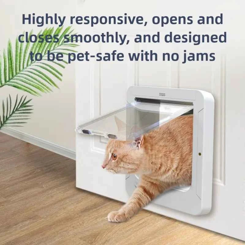 RFID Sensing Smart Cat Door Flap Control Direction Entry Exit Cat Door Intelligent Recognition Cats Hole Electronic Automatic