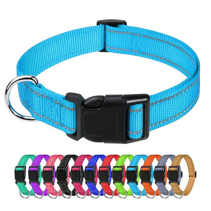Reflective Dog Collar Strap With Adjustable Safety Nylon Pet Collar Pet Traction Rope Suitable For Small And Medium-Sized Pets
