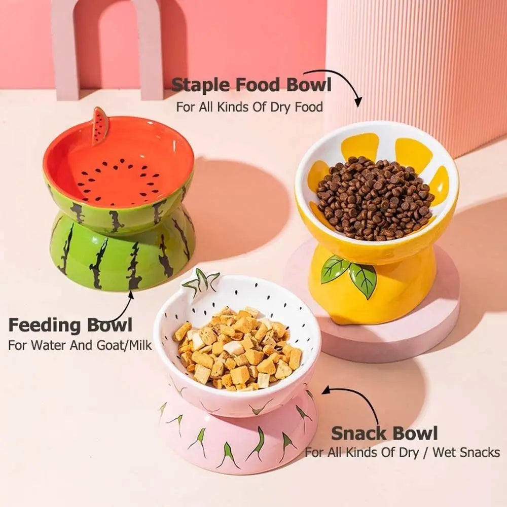 Cute Fruit Shape Cat Bowl High Quality Ceramics Cat Bowl Pet Supplies Cat Food And Water Feeder Pet Accessories