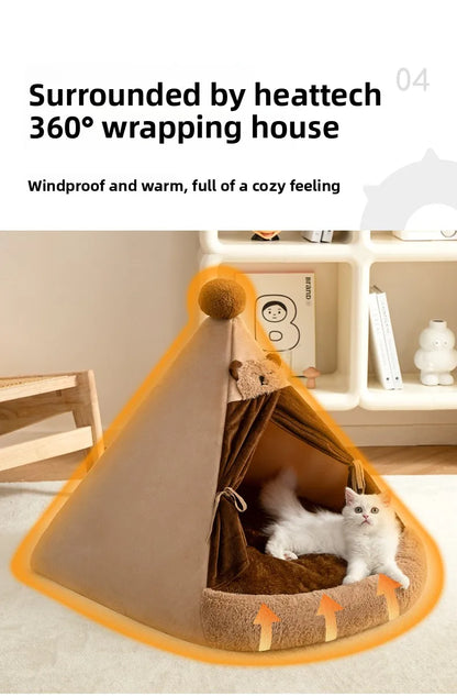 All Season Semi Enclosed Cat Dog Pet House Warm Winter Tent Shelter Wholesale Cat House Cat Accessories Cat's Nest Keeps Warm