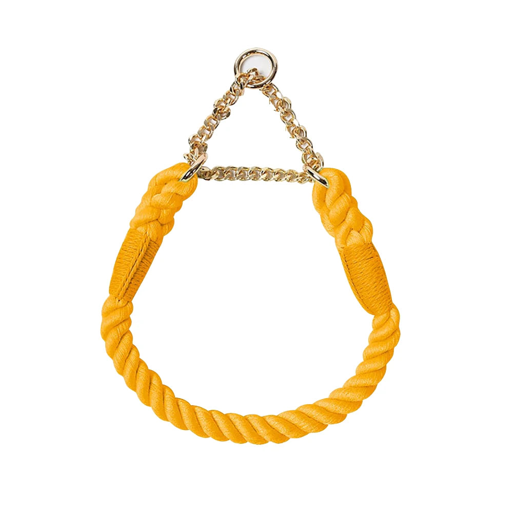 Dog Collar P Chain Comfortable Cotton Dog Collars Adjustable Braided Cotton Multi-Color Rope Collar with Durable Metal Dog Chain