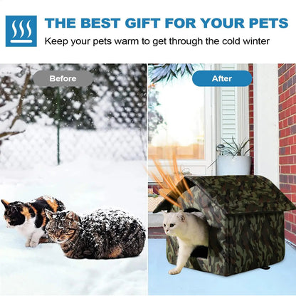 Outdoor Cat House Foldable Weatherproof Outdoor Oxford Cat Shelter Non Slip Bed Tent Hideaway Windproof Condos for Sleeping