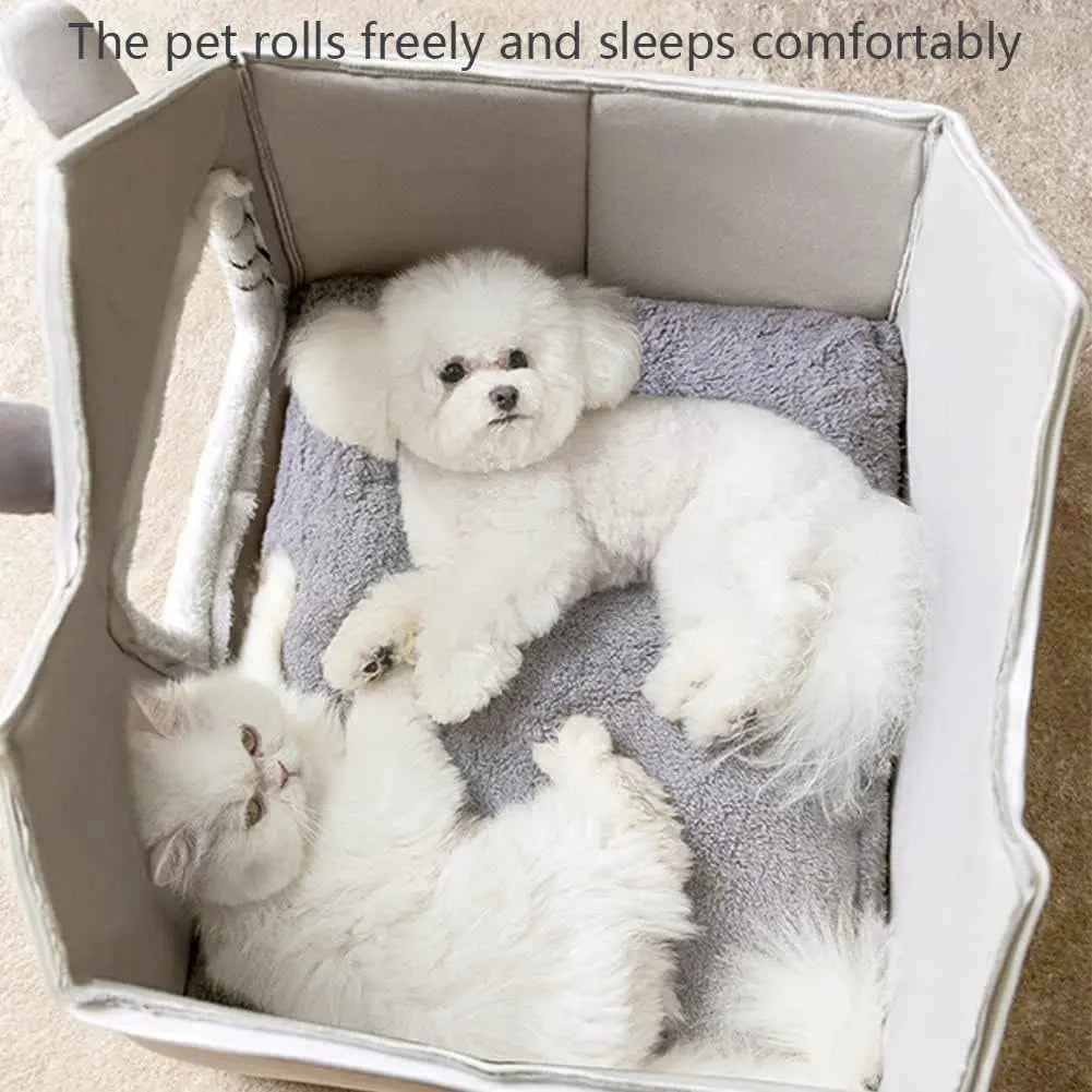 Double Roof Indoor Dog House Cat Nest,Foldable Warm Soft Kennel,30D High Elastic Memory Sponge,Removable Cushion Non-Slip Bottom