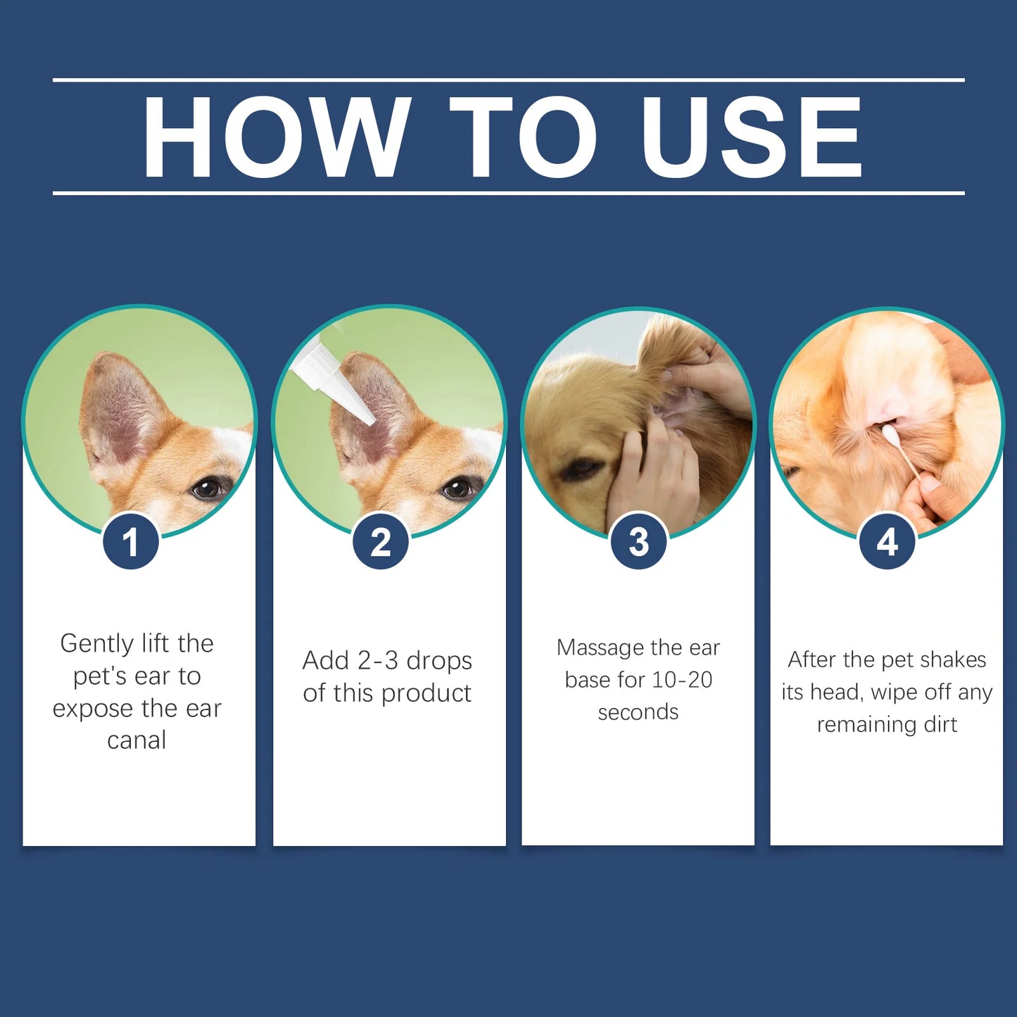 Cat Dog Ear Cleanser Relieve Discomfort Remove Ear Mite Dirt for Odor Control Itch Relief Pet Ear Care Cleaning Products 100ml