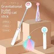 Gravity Cat Wand Interactive Feline Toy Self Play Feather Bell  Catnip Kitten Entertainment Pet Accessory Playtime Wand Fun Toy