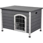 31" L Wooden Decorative Dog Cage Kennel Wire Door with Lock Small Animal House with Openable Top Removable Bottom Grey