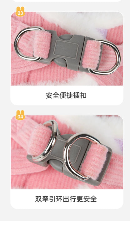 Winter Cat Dog Harness and Leash Comfortable Plush Pet Vest Harness for Small Dogs Cats Outdoor Walking Lead Chihuahua Collar