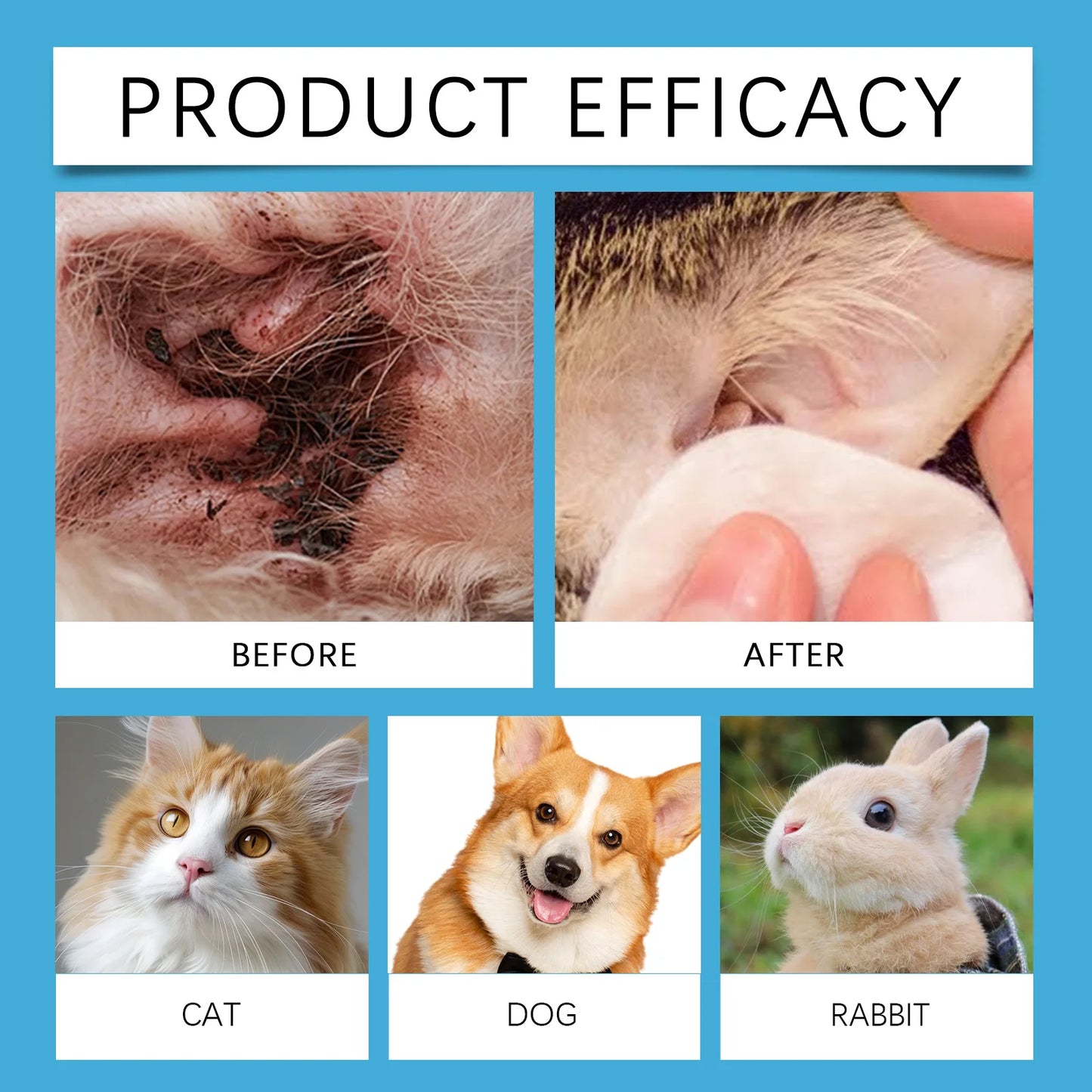 Pet Ear Cleaner Cats and Dogs Ears Cleaning Dirt Remove Mites Anti Infections Ear Drops Ear Deodorizing Pet Cleaning Products