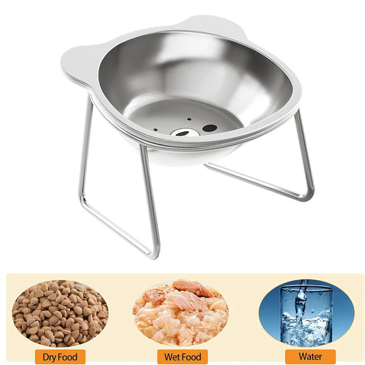 Stainless Steel Cat Bowls Raised Whisker Fatigue Relief Cat Plates Pet Water Dish Kitten Bowls Pet Bowls for Cats Food Bowls - Pet Suppie