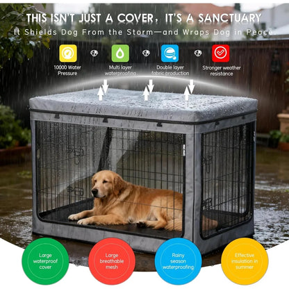 Dog Crate Cover (Cover Only) - Heavy-Duty Waterproof Design | Universal Fit for 42-Inch Metal Mesh Dog Crates