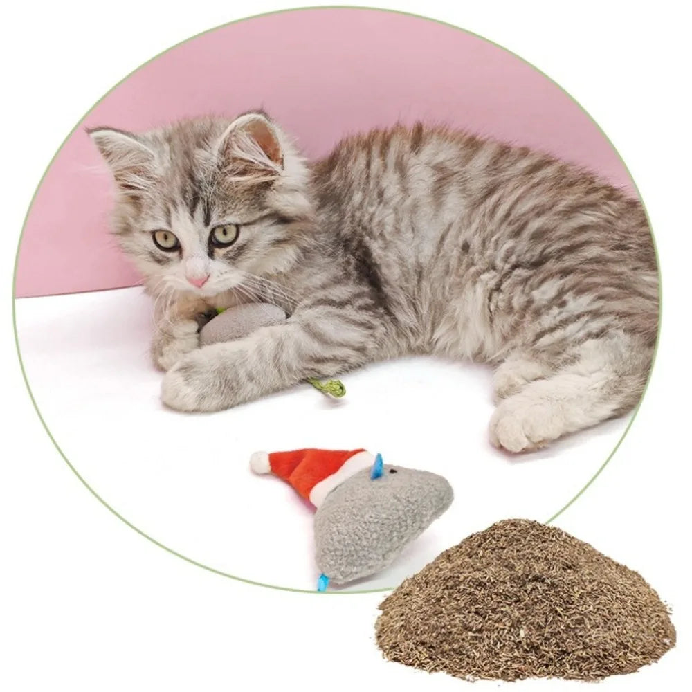 5pcs Mix Pet Toy Catnip Mice Cats Toys Christmas Hat Mouse Cat Chew Toy Fun Plush Mouse Cat Toy For Kitten Pet Supplies