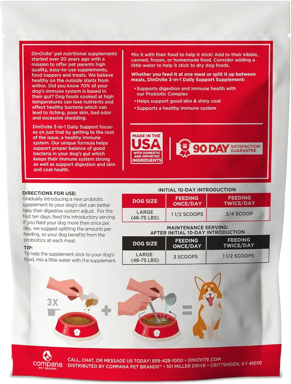 Probiotic Supplement for Dogs, 3, Hot Spot Relief, Skin & Coat Supplement, 90 Day Supply for Large Dogs