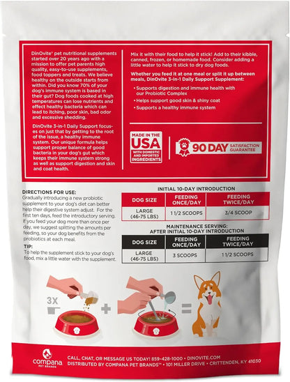 Probiotic Supplement for Dogs, 3, Hot Spot Relief, Skin & Coat Supplement, 90 Day Supply for Large Dogs