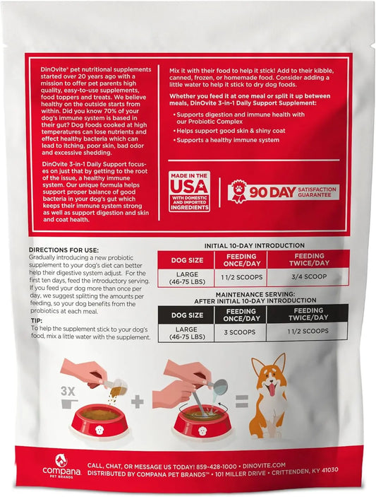 Probiotic Supplement for Dogs, 3, Hot Spot Relief, Skin & Coat Supplement, 90 Day Supply for Large Dogs