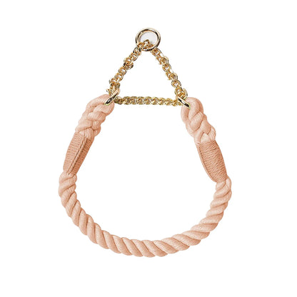 Dog Collar P Chain Comfortable Cotton Dog Collars Adjustable Braided Cotton Multi-Color Rope Collar with Durable Metal Dog Chain