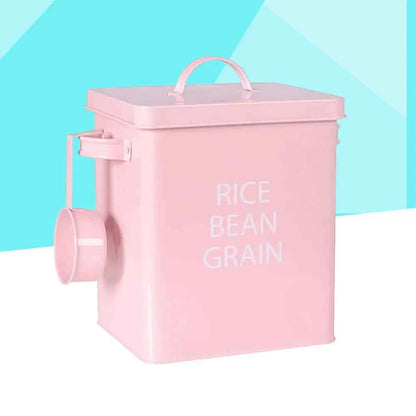 Pink Metal Pet Food Storage Barrel Airtight Sealed Container Dustproof Moisture-Proof Grain Storage Canister for Dog Cat Food