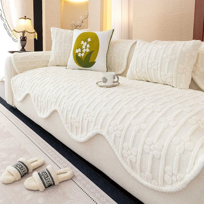 Thicken Plush Sofa Covers Winter Warm Universal Couch Mat Retro Style Anti-slip Sofa Seat Pad Decor for Living Room 방석쿠션