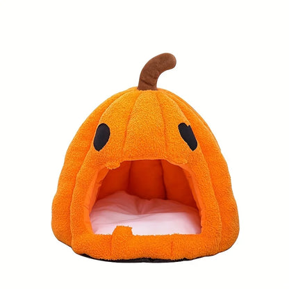 Christmas Pumpkin Pet Bed - Warm Cat & Dog House with Removable Cushion/for winter/warm/decoration/ dress up/snowflake、costumes