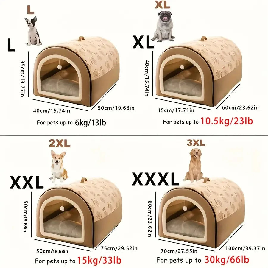 All-In-One Pet Shelter for Cats And Dogs | Dual-Function Design (Cat Bed + Dog House) with Play Ball | Convenient Handle for Eas