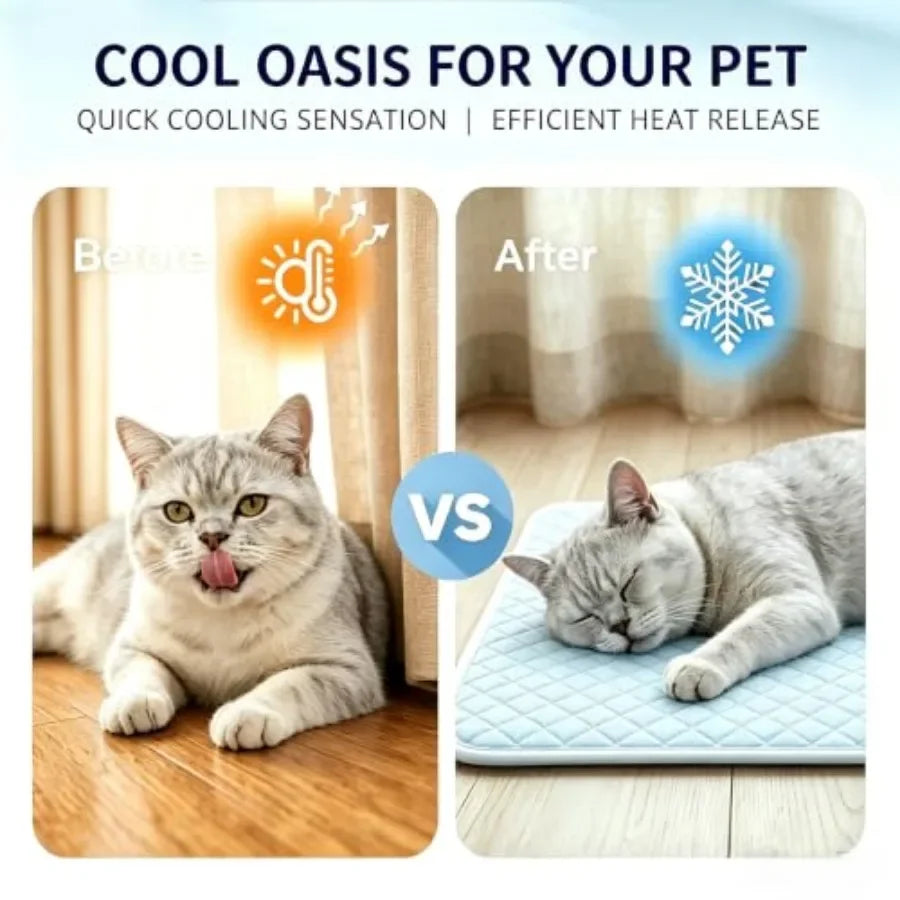 Dog Cooling Mat  Self Cooling Crate Pad for Bed, Floor, Car Travel Indoor Outdoor Summer Use Breathable Portable Washa