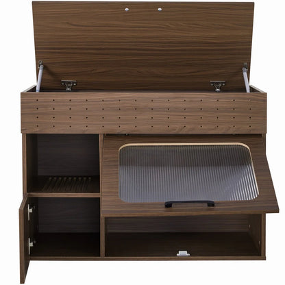Multi-Use Hidden Cat Litter Box Enclosure pet House with Storage Flip-Up Door Wheel Sturdy Cat Cabinet Furniture for living room