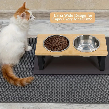15° tilted heightened pet bowl heightened dog bowl with stainless steel food bowl feeder suitable for cats and puppies