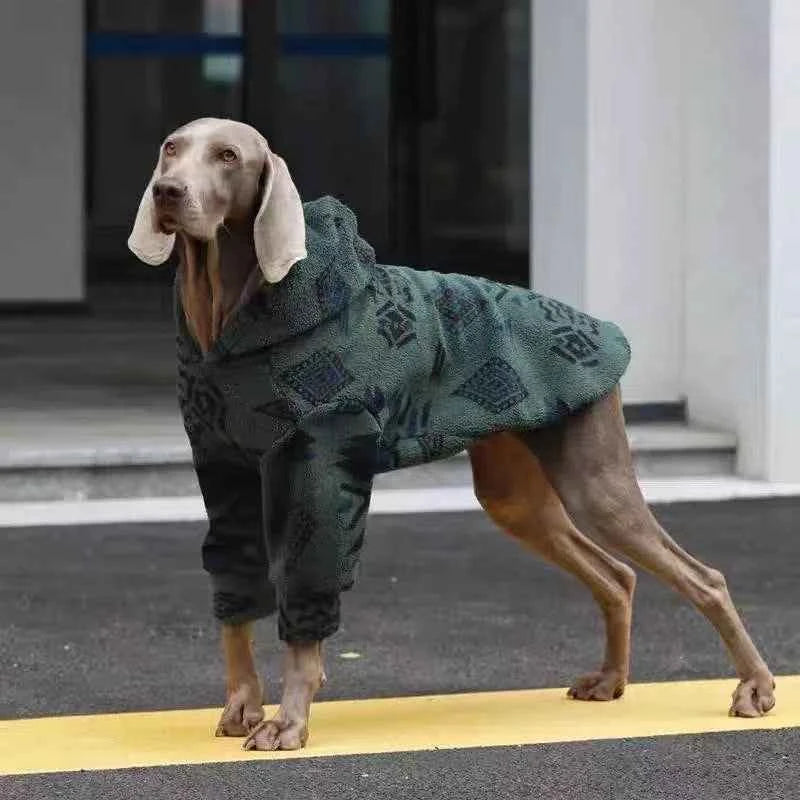 Winter Warm Thickened Sherpa Fleece Dog Coat - Hooded Thermal Sweatshirt For Medium & Large Dogs, Cold Weather Pet Apparel