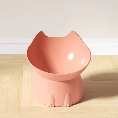 Elevated Cat Bowl Neck Protector Anti Vomiting Food Water Bowls for Indoor Cats Kittens Anti-Tip Plastic Raised Pet Feeding Dish