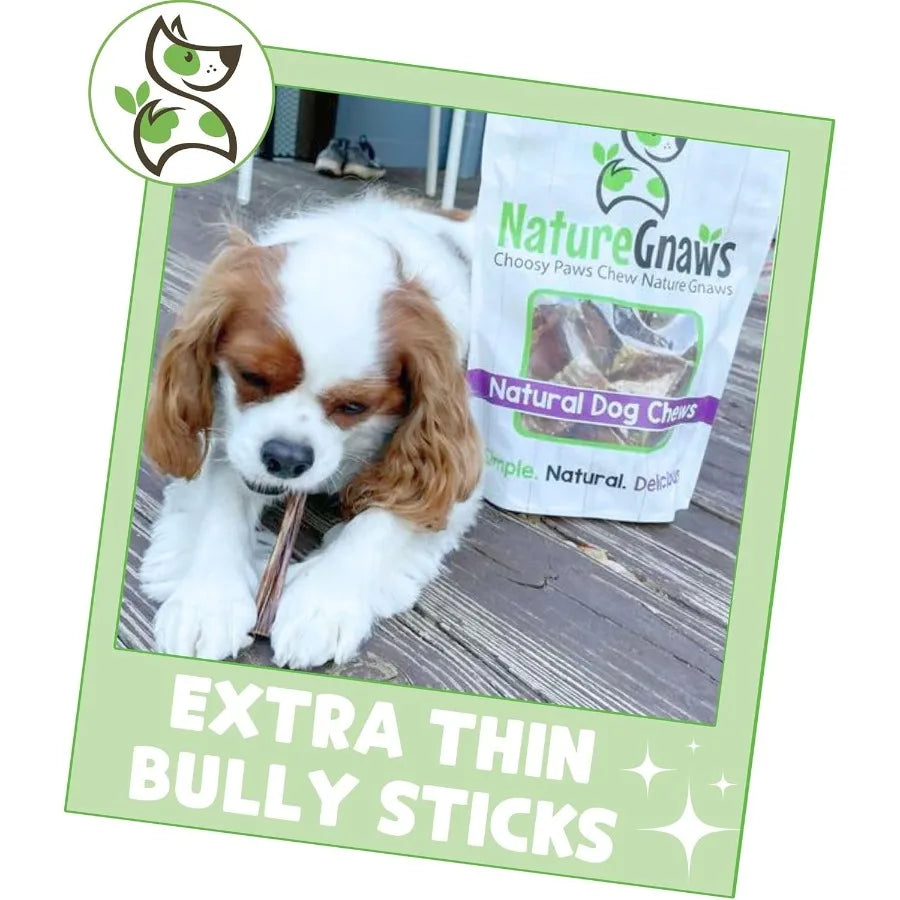 Extra Thin Bully Sticks for Small Dogs 56 50 Count Long Lasting for Light Chewers and Puppies Natural Beef Dog Chew Bone