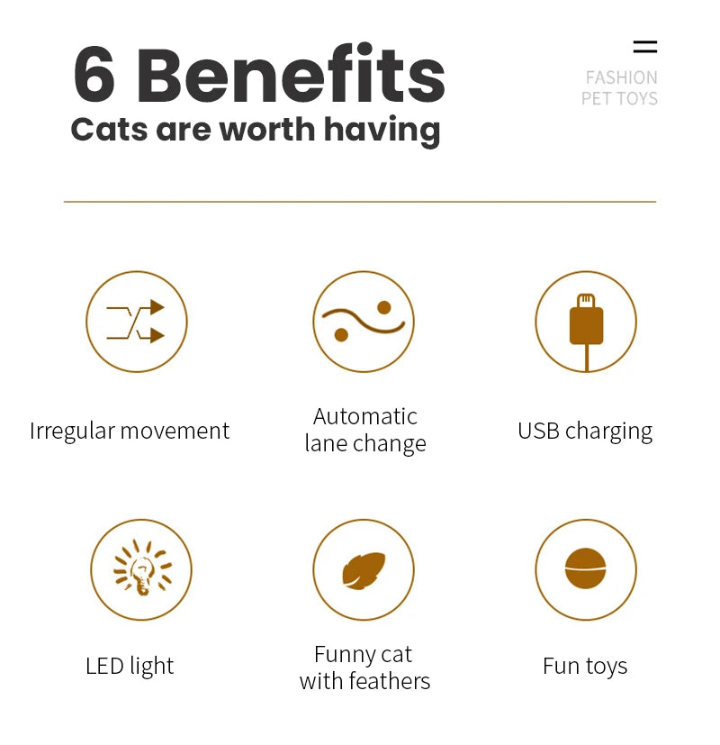 Pet AI Smart Cats Toy Usb Rechargeable Rotation Petanque Ball  Automatically Avoid Obstacles Toys Interactive Games Fun Cat Ball