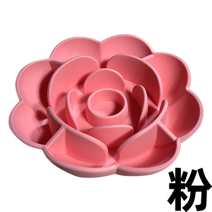 Pet Supplies Silicone Slow Food Bowl Rose Shape Dog Bowl Cat Anti-Choking and Anti-Knocking Food Bowl with Suction Cup